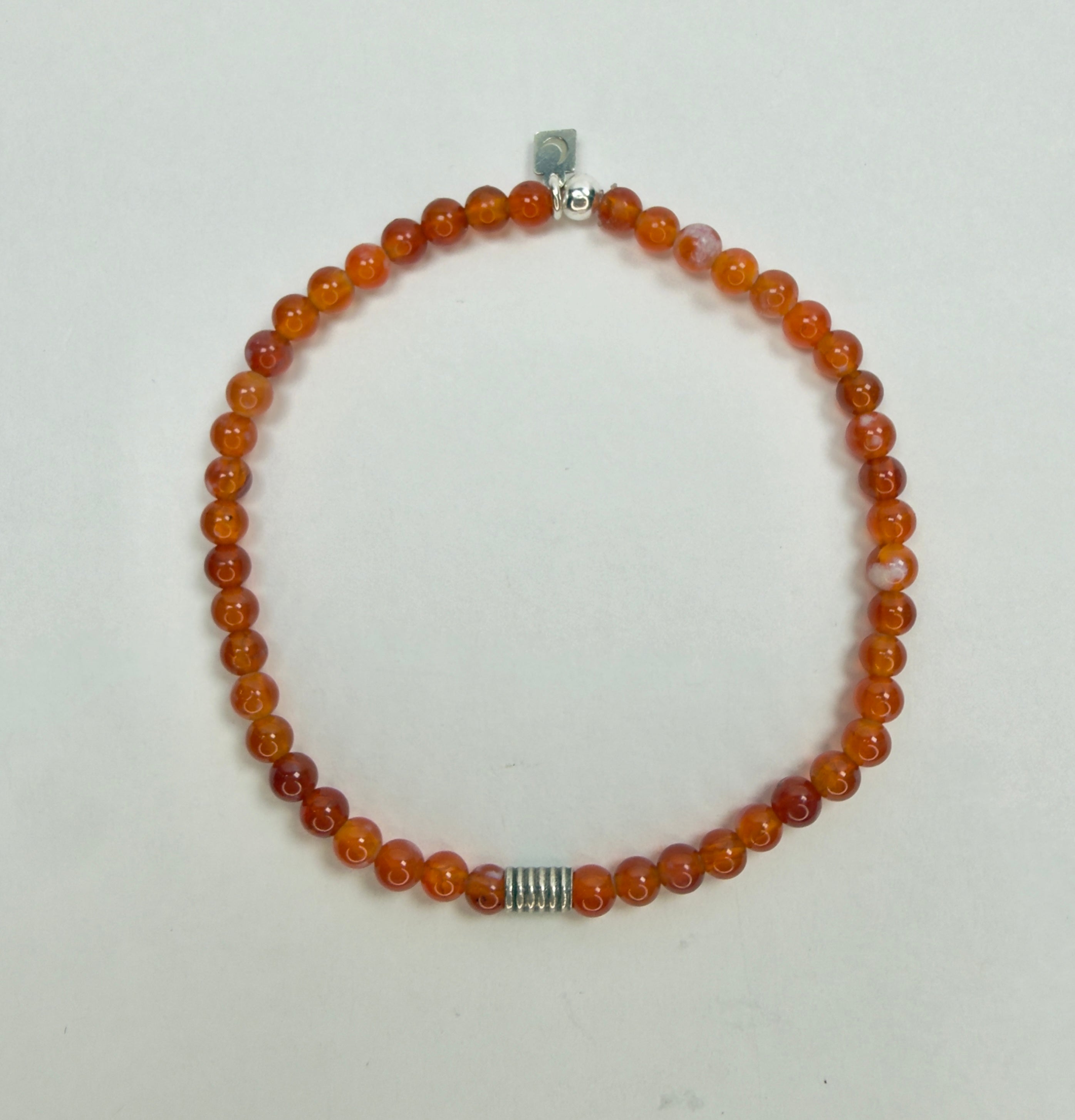 The Hucknall - Fire Crackle Agate and Silver Beaded Bracelet