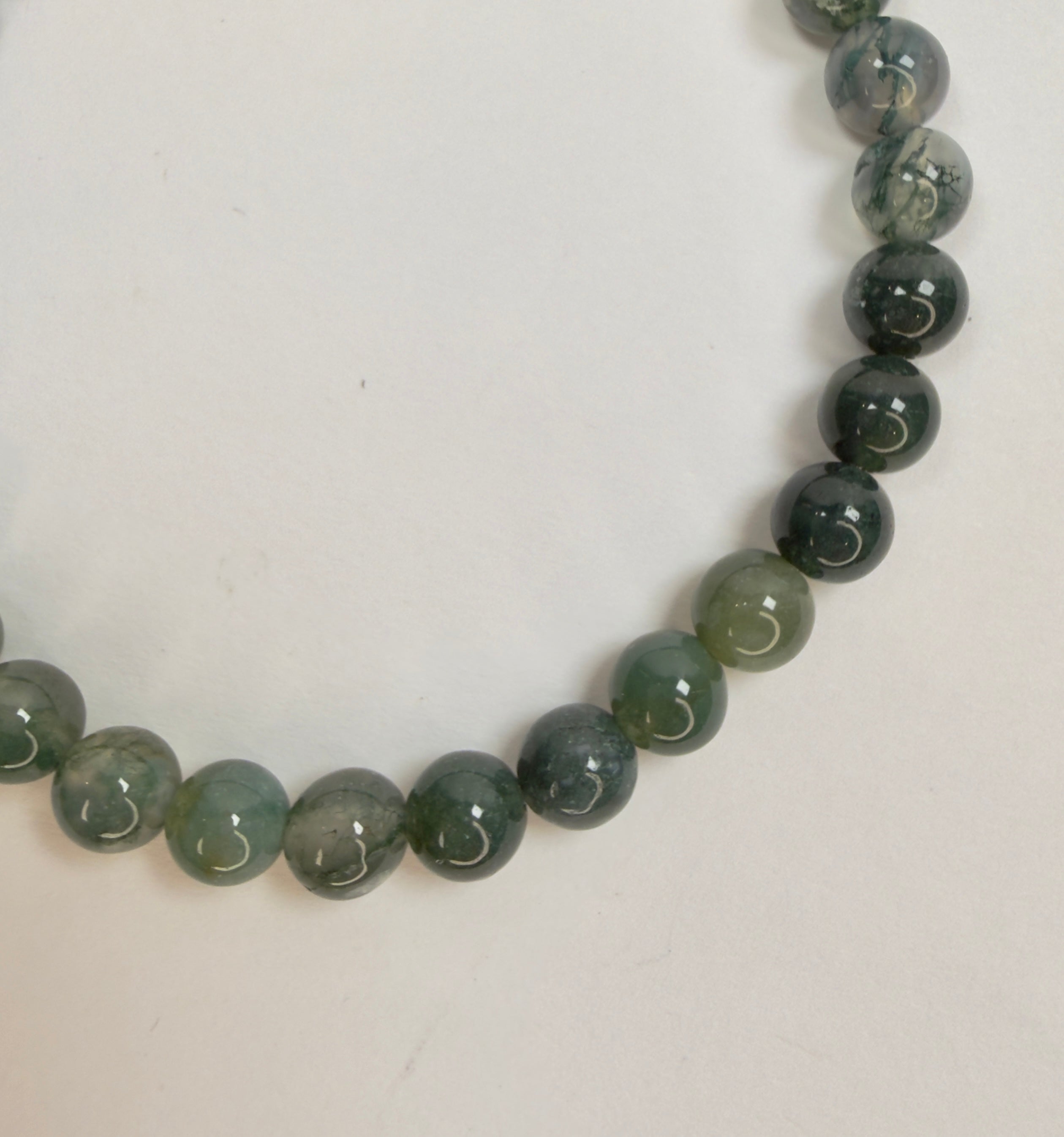 The Tyson - Moss Agate Beaded Bracelet