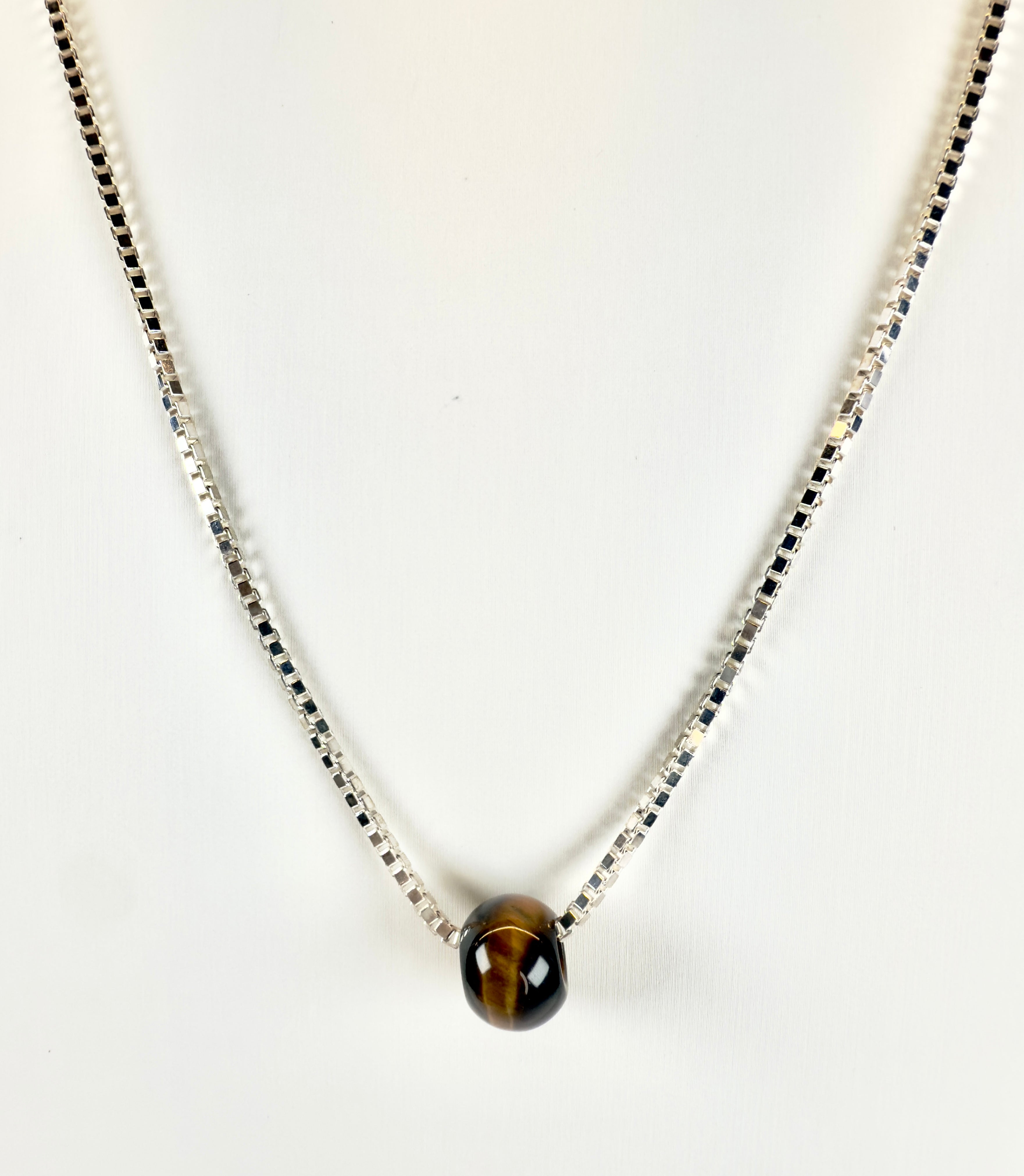 The Matt - Venetian Box Chain with Tiger's Eye Bead Necklace