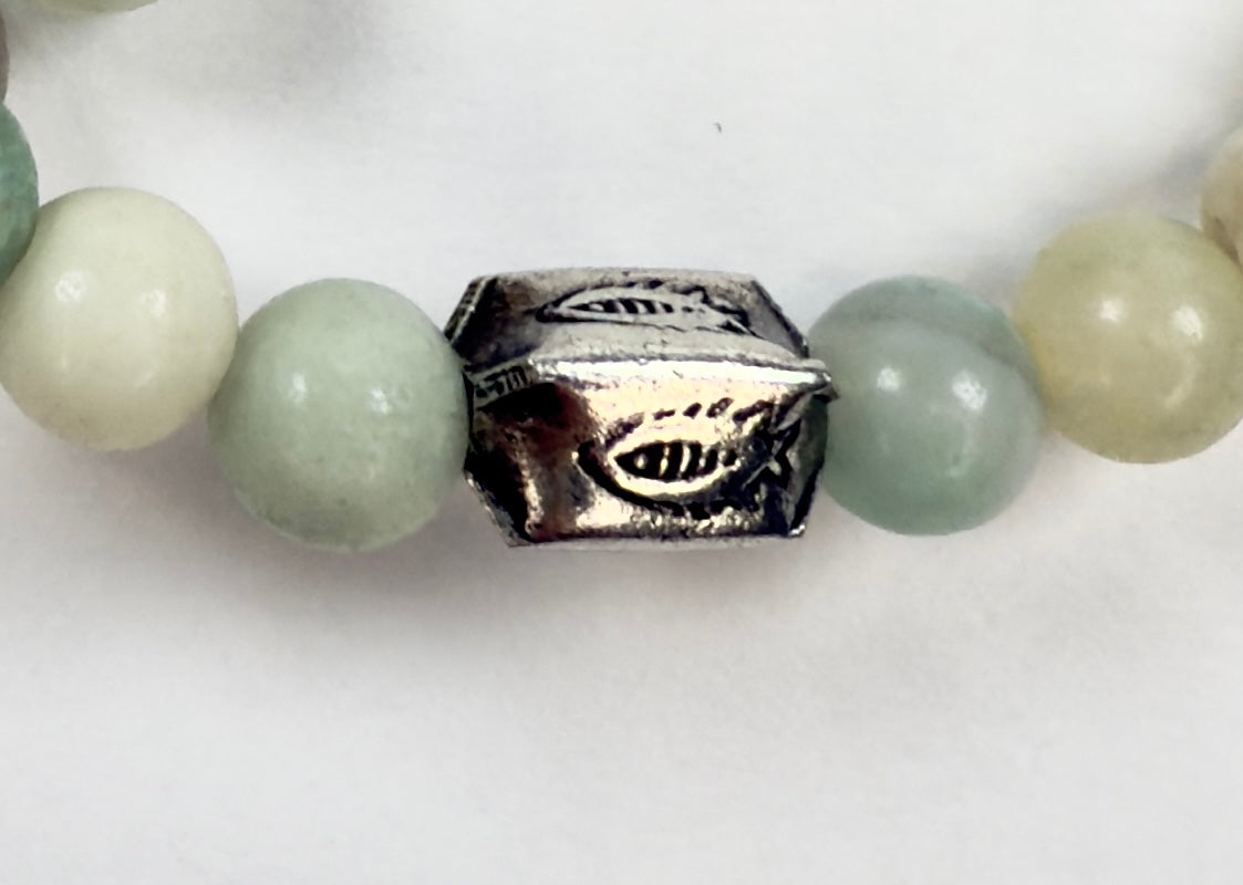 The Angus -  Amazonite and Silver Beaded Bracelet