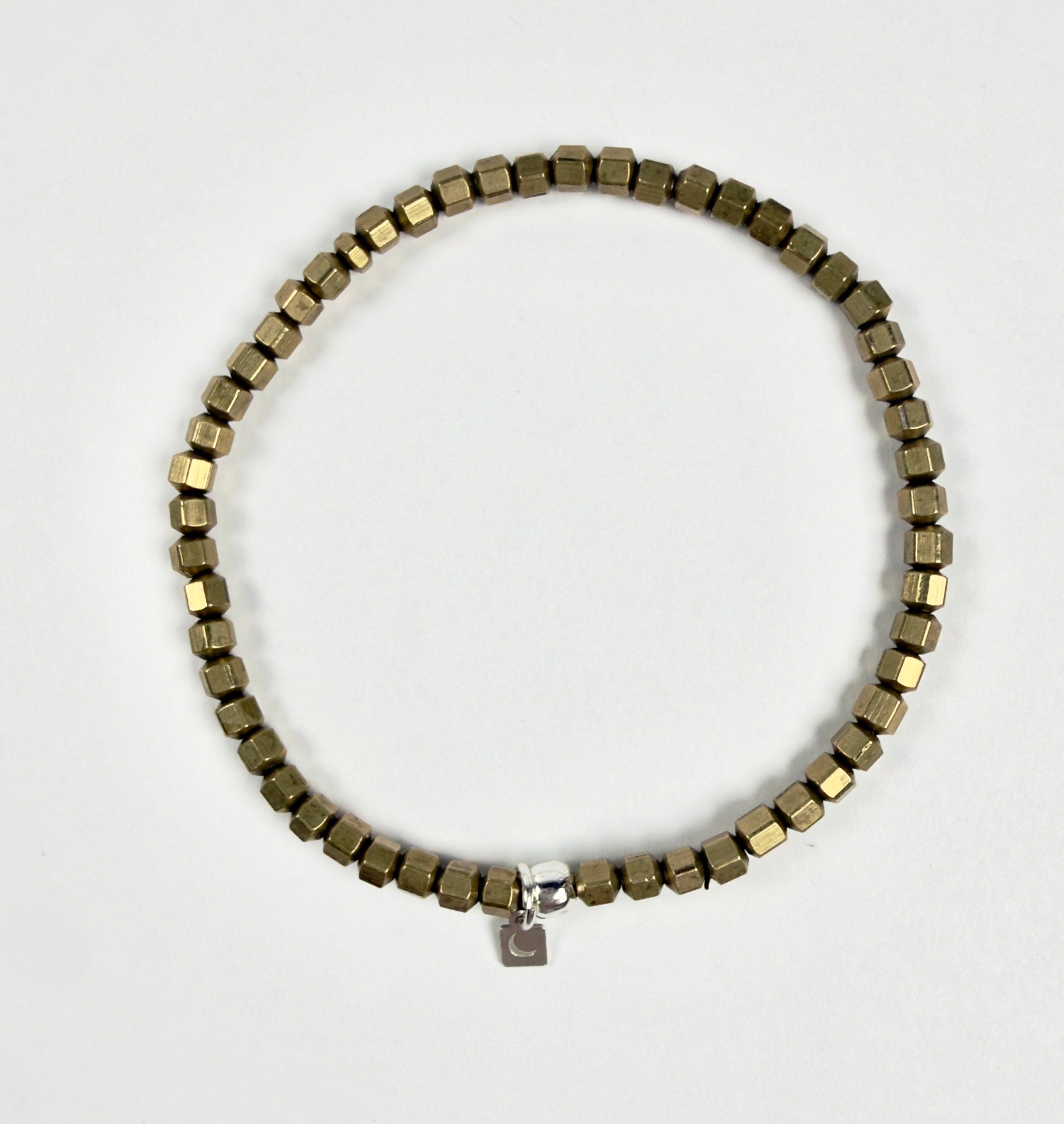The Juno - Brass Faceted Square Beaded Bracelet