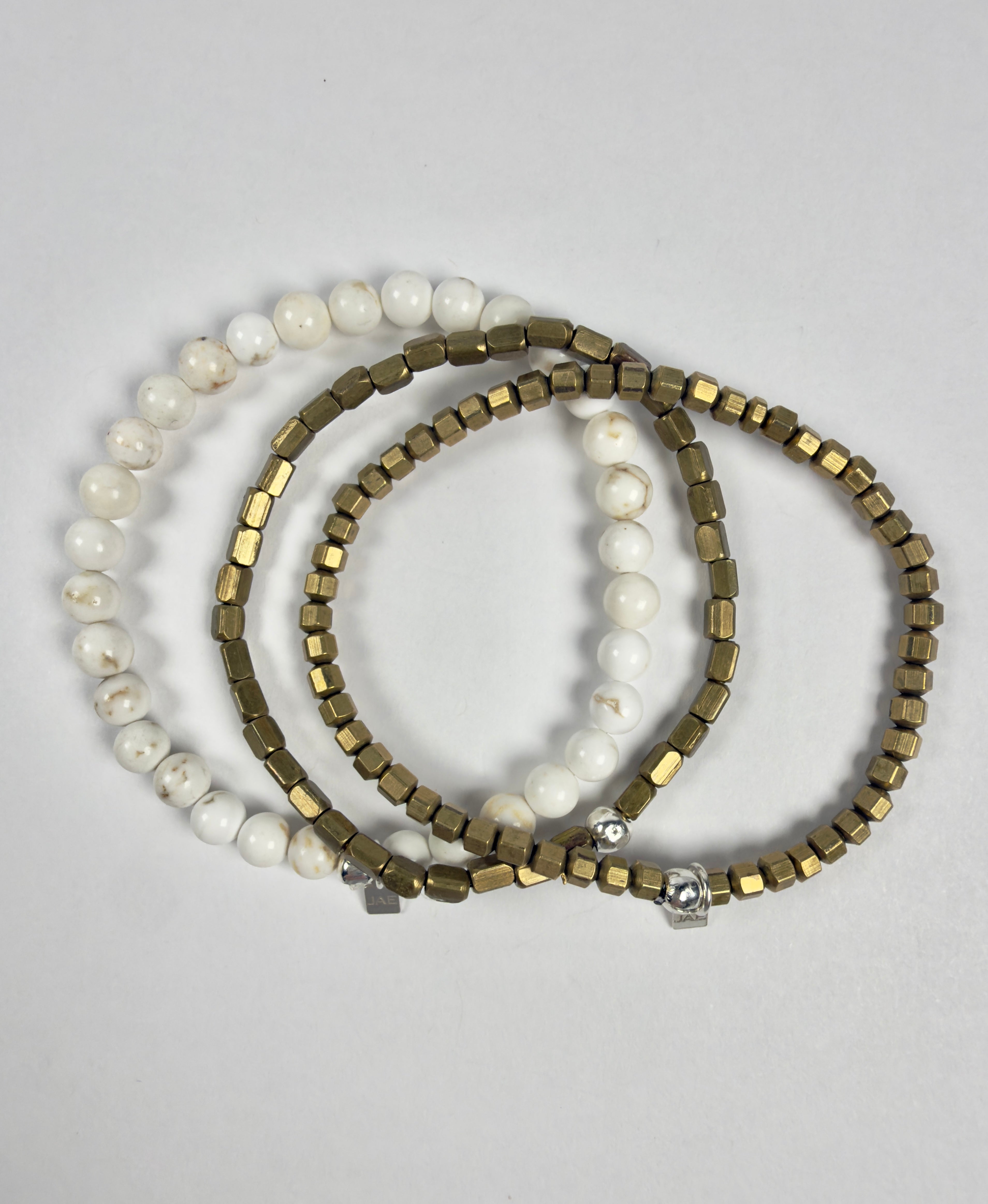 The Juno - Brass Faceted Square Beaded Bracelet