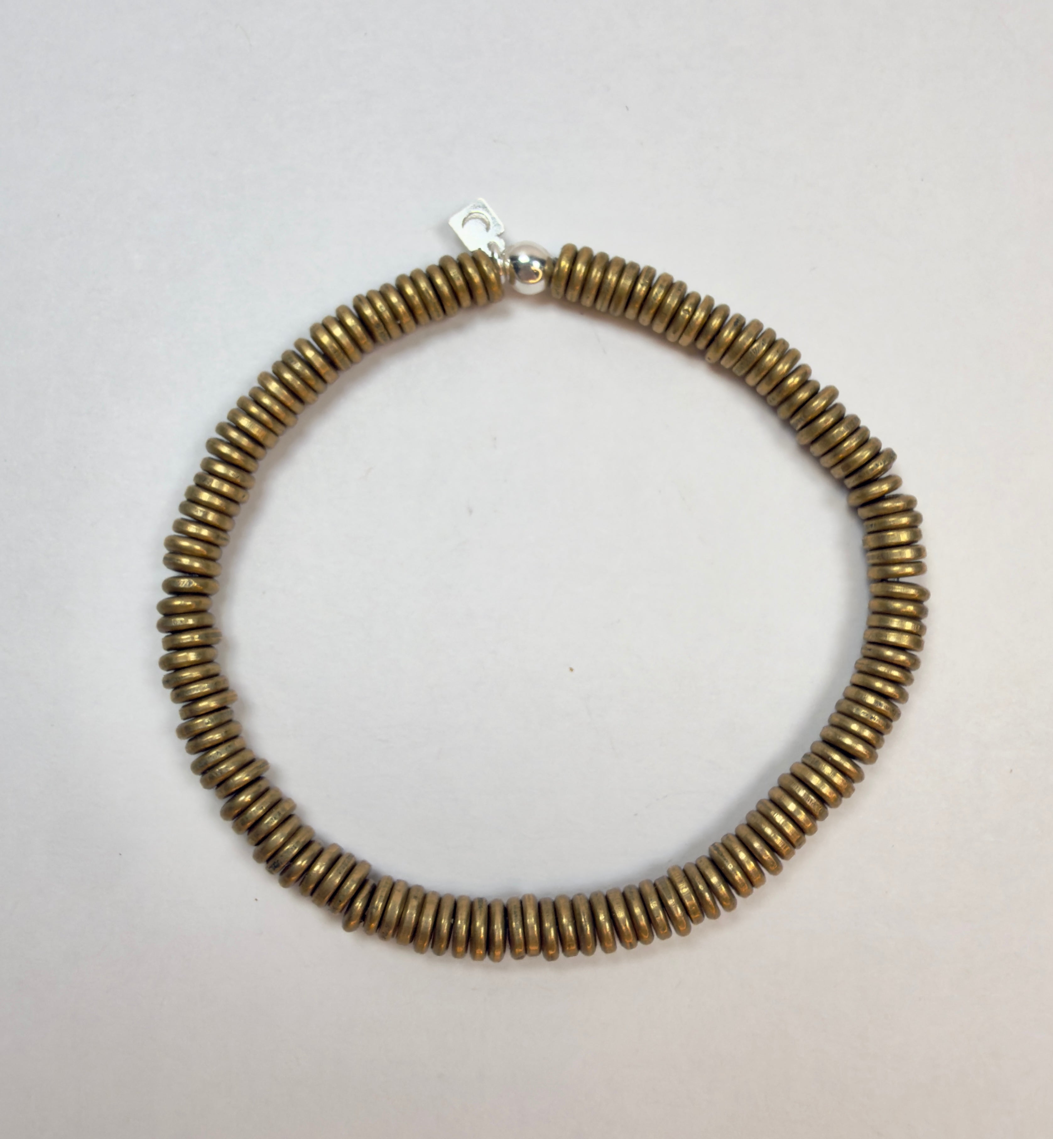 The Tre - Brass Disk Beaded Bracelet