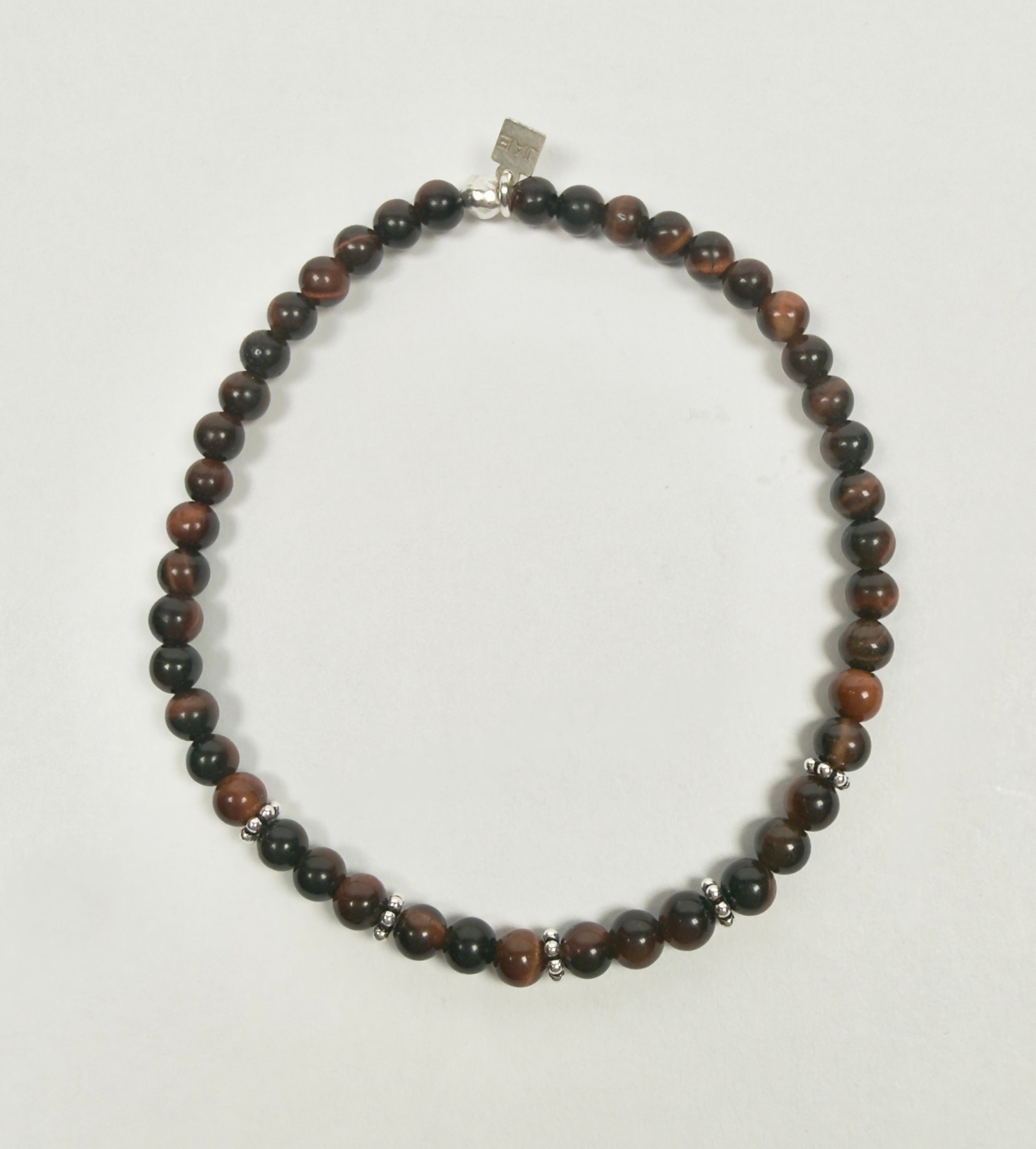The Kurt - Red Tiger's Eye and Silver Beaded Bracelet