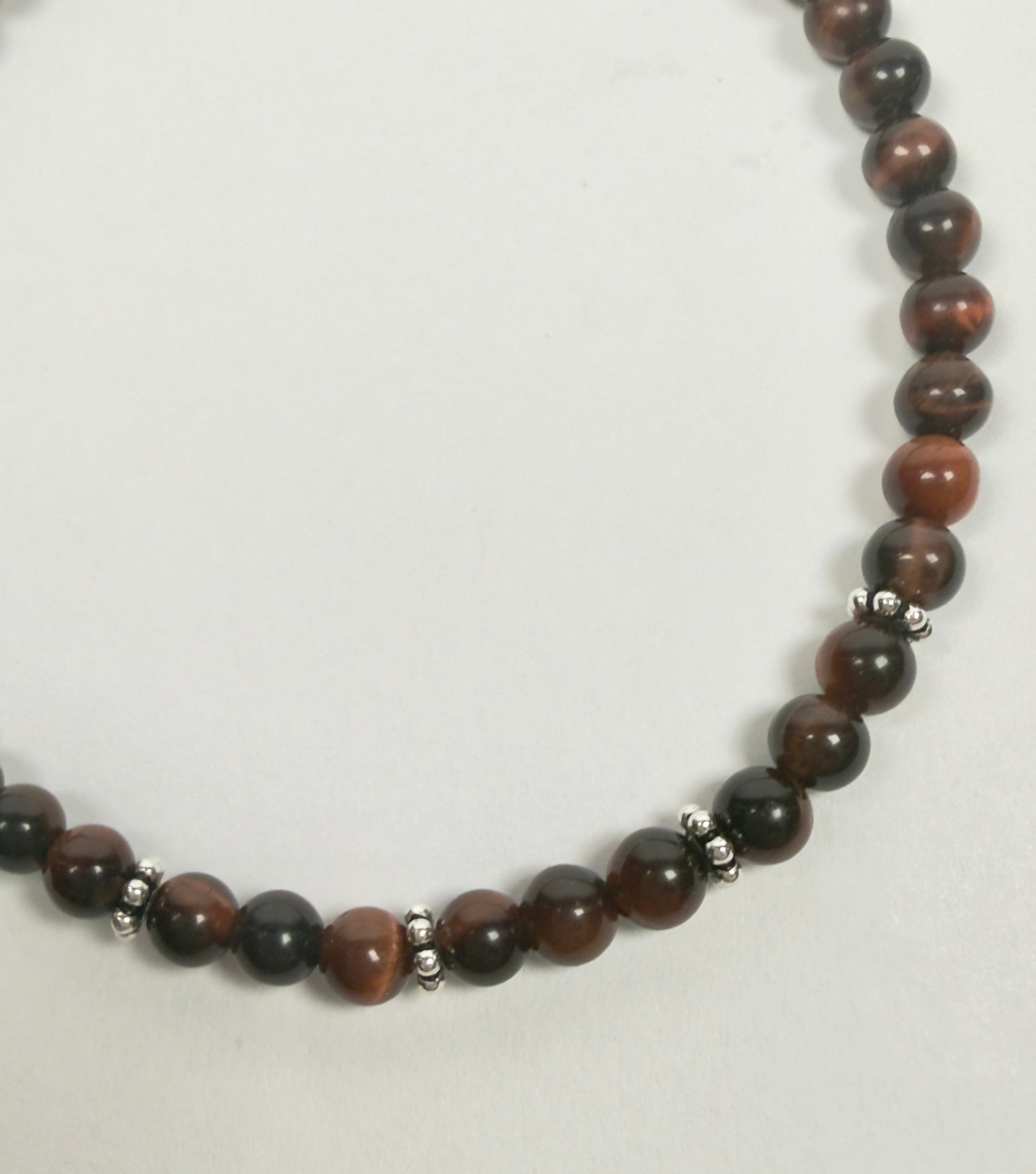 The Kurt - Red Tiger's Eye and Silver Beaded Bracelet