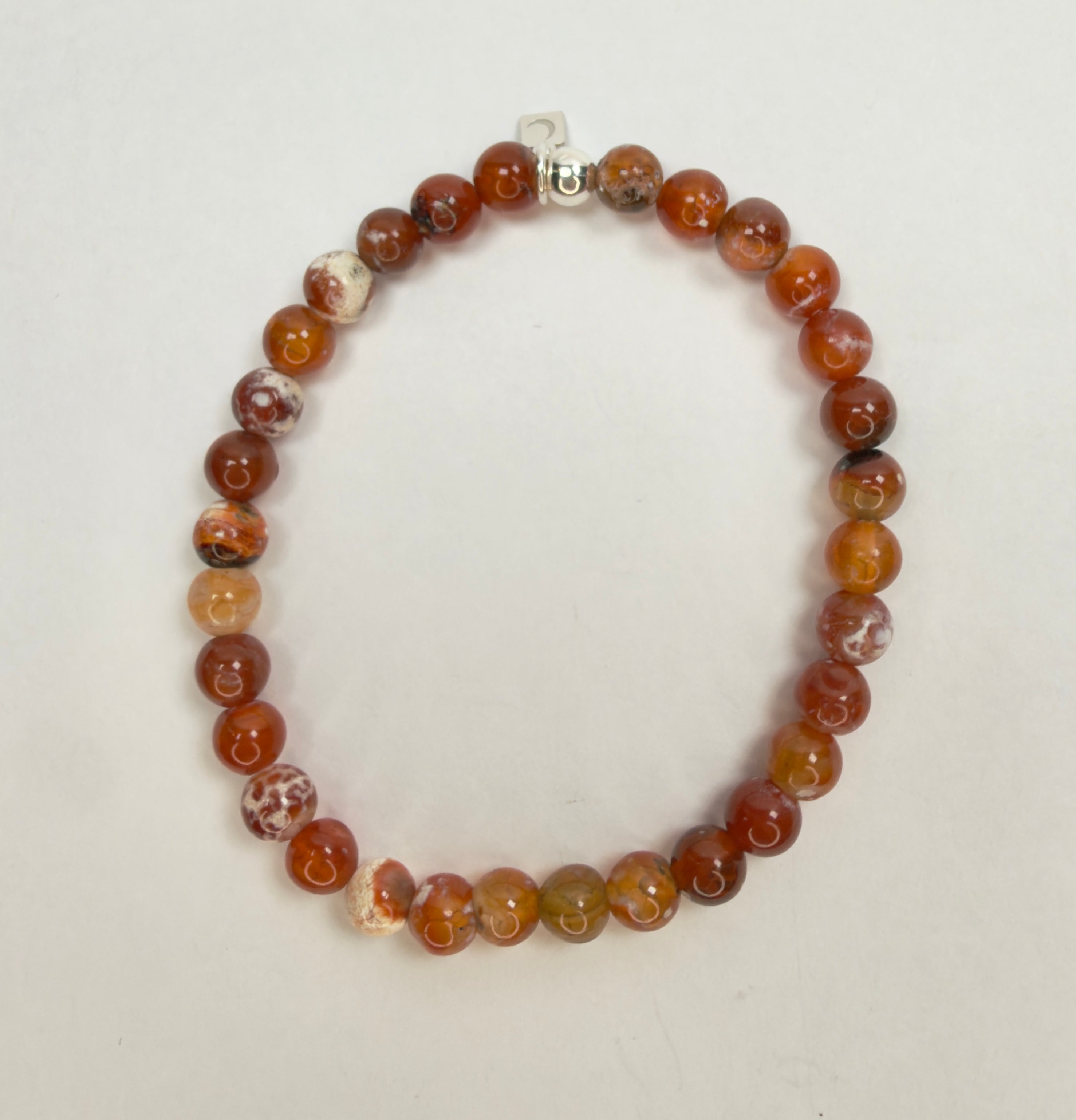 The Damian - Fire Crackle Agate Beaded Bracelet