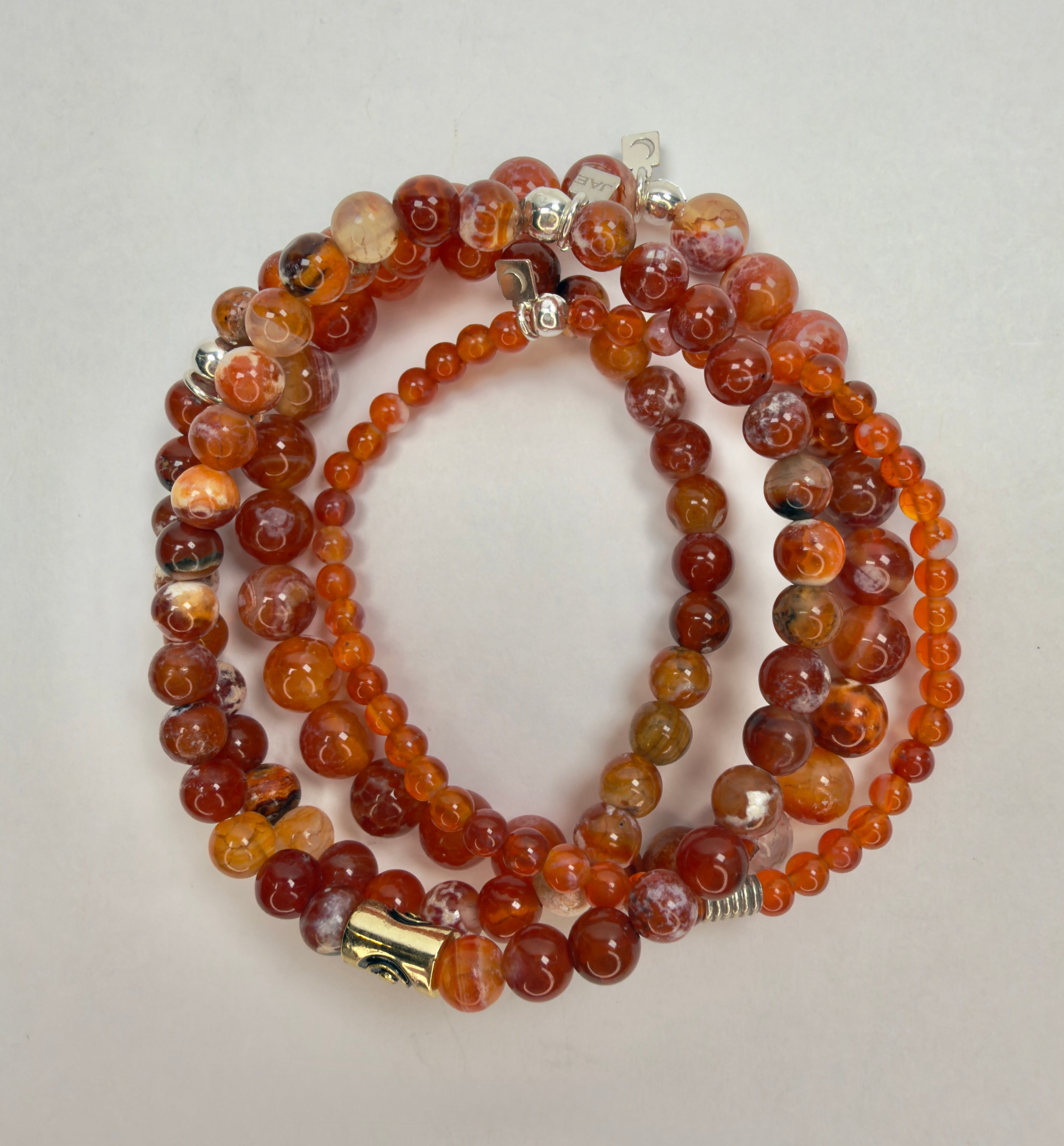 The Rainn - Fire Crackle Agate Beaded Bracelet