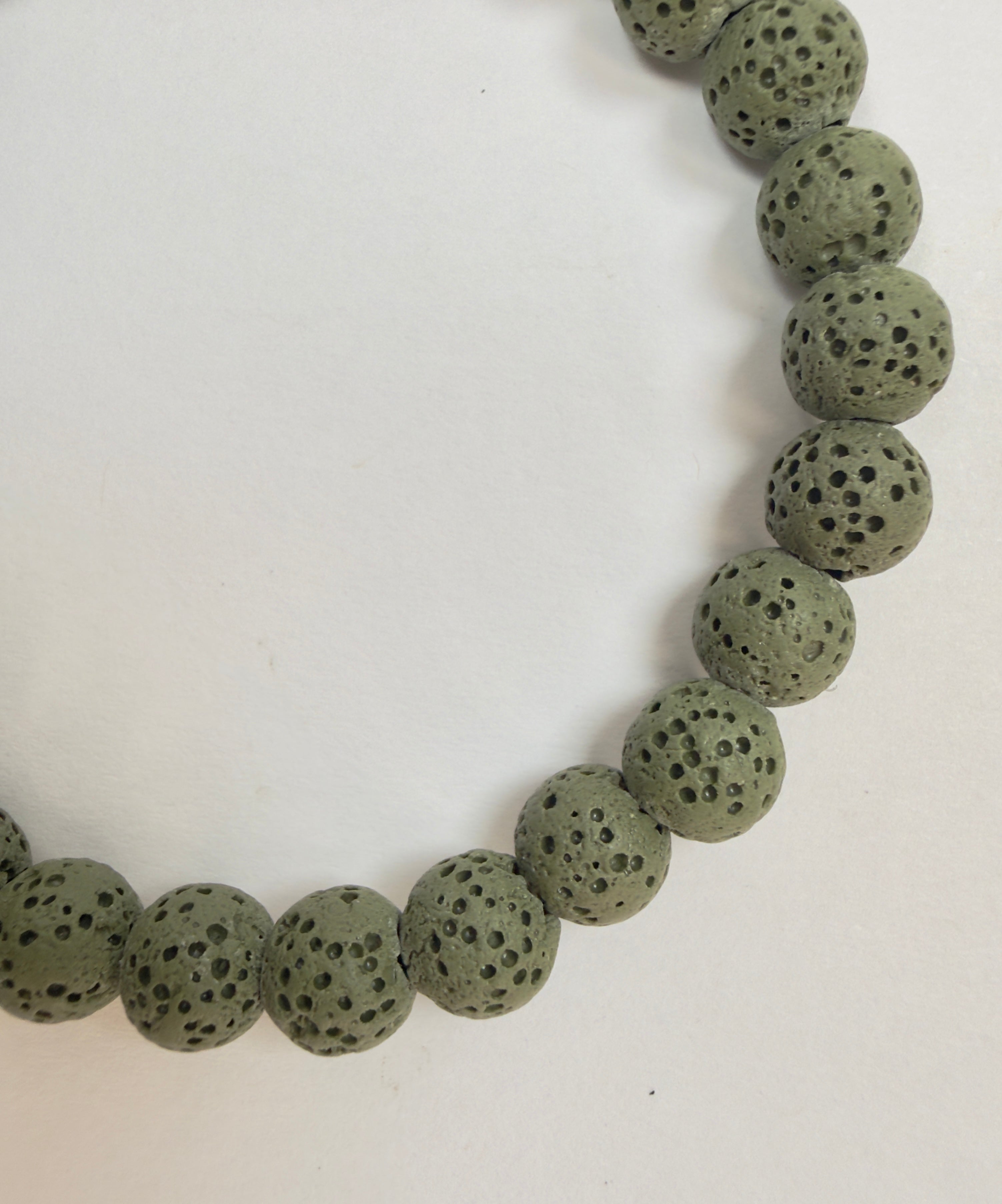 The Essentials - Lava Rock Beaded Bracelet in Green