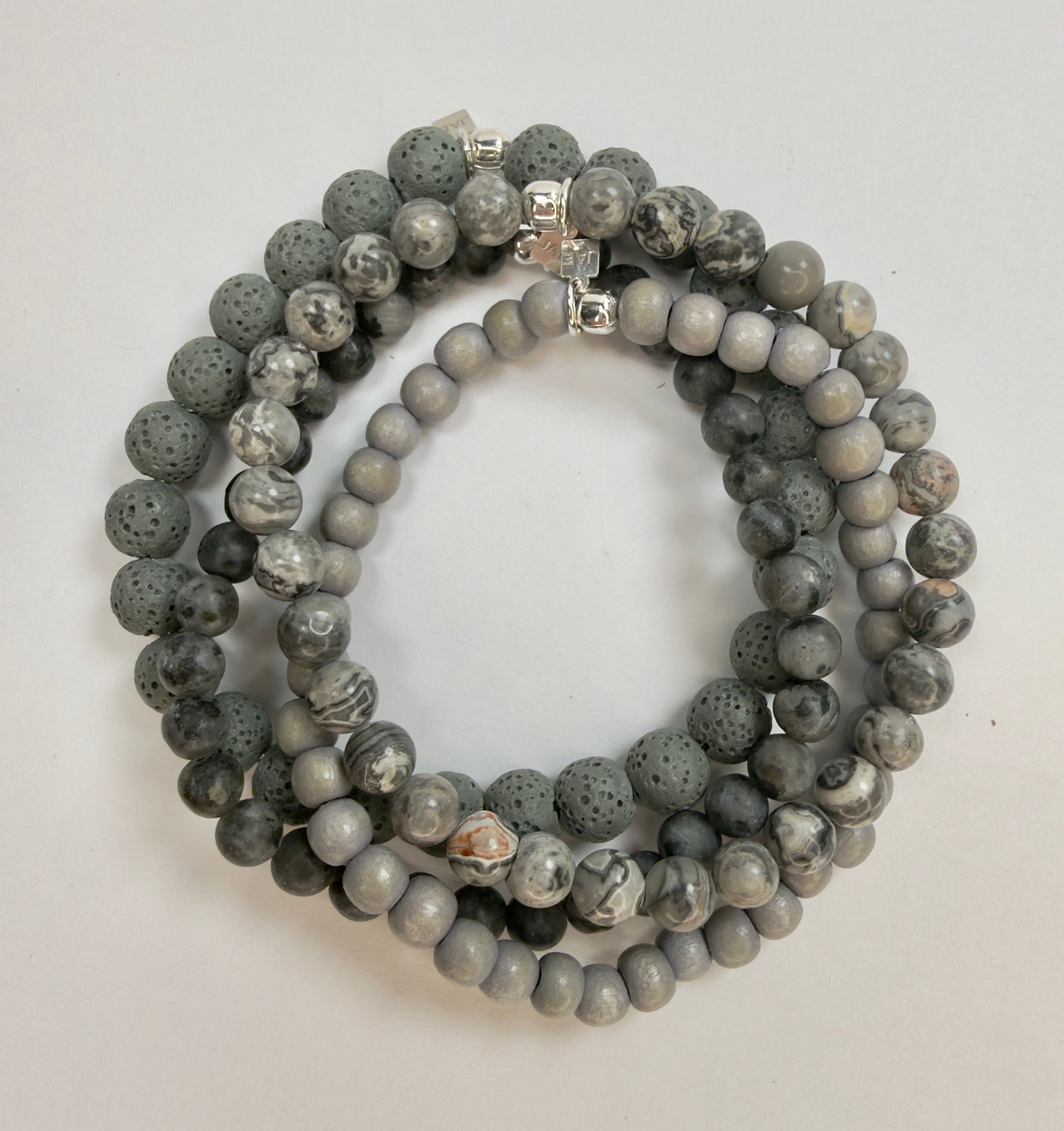 The Essentials - Lava Rock Beaded Bracelet in Gray