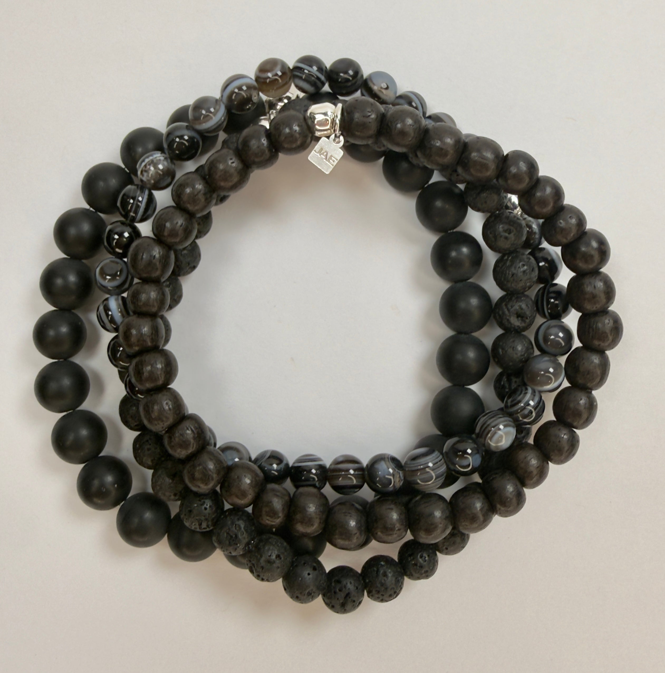The Essentials Wood Beaded Bracelet in Black