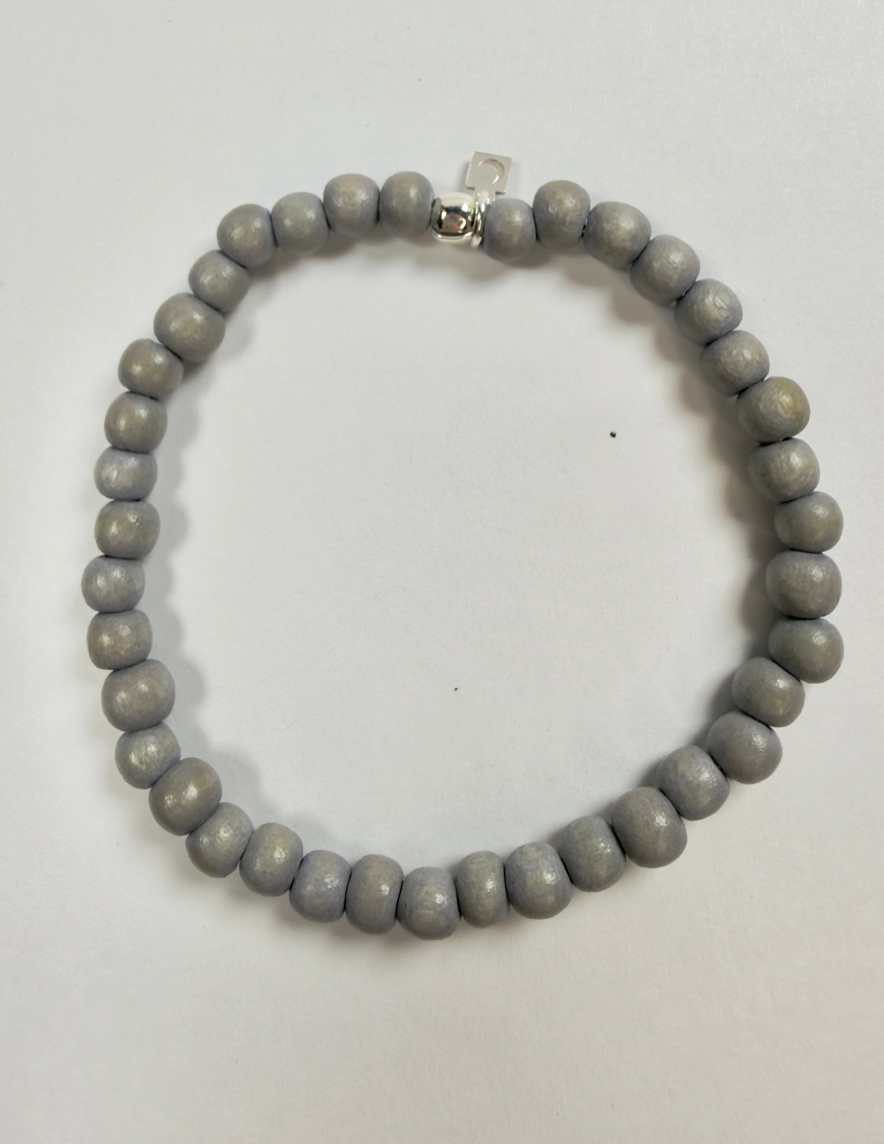 The Essentials Wood Beaded Bracelet in Gray