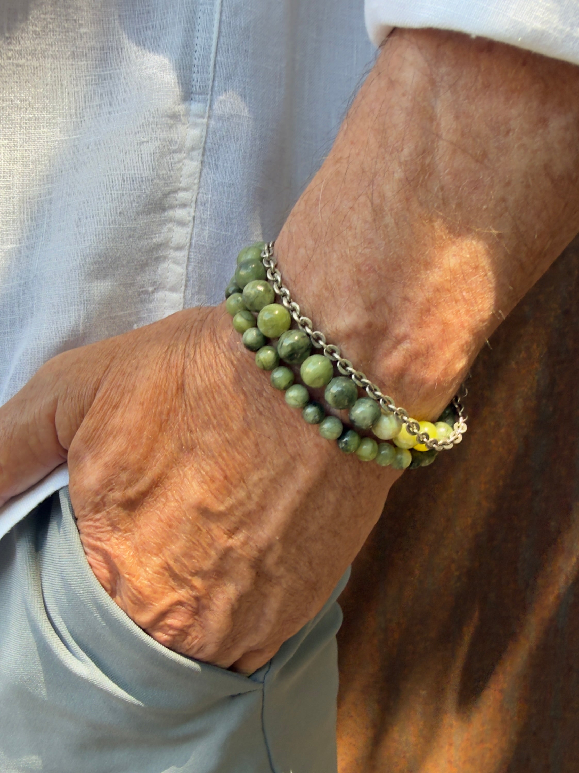The Joey - Light Green Serpentine Beaded Bracelet