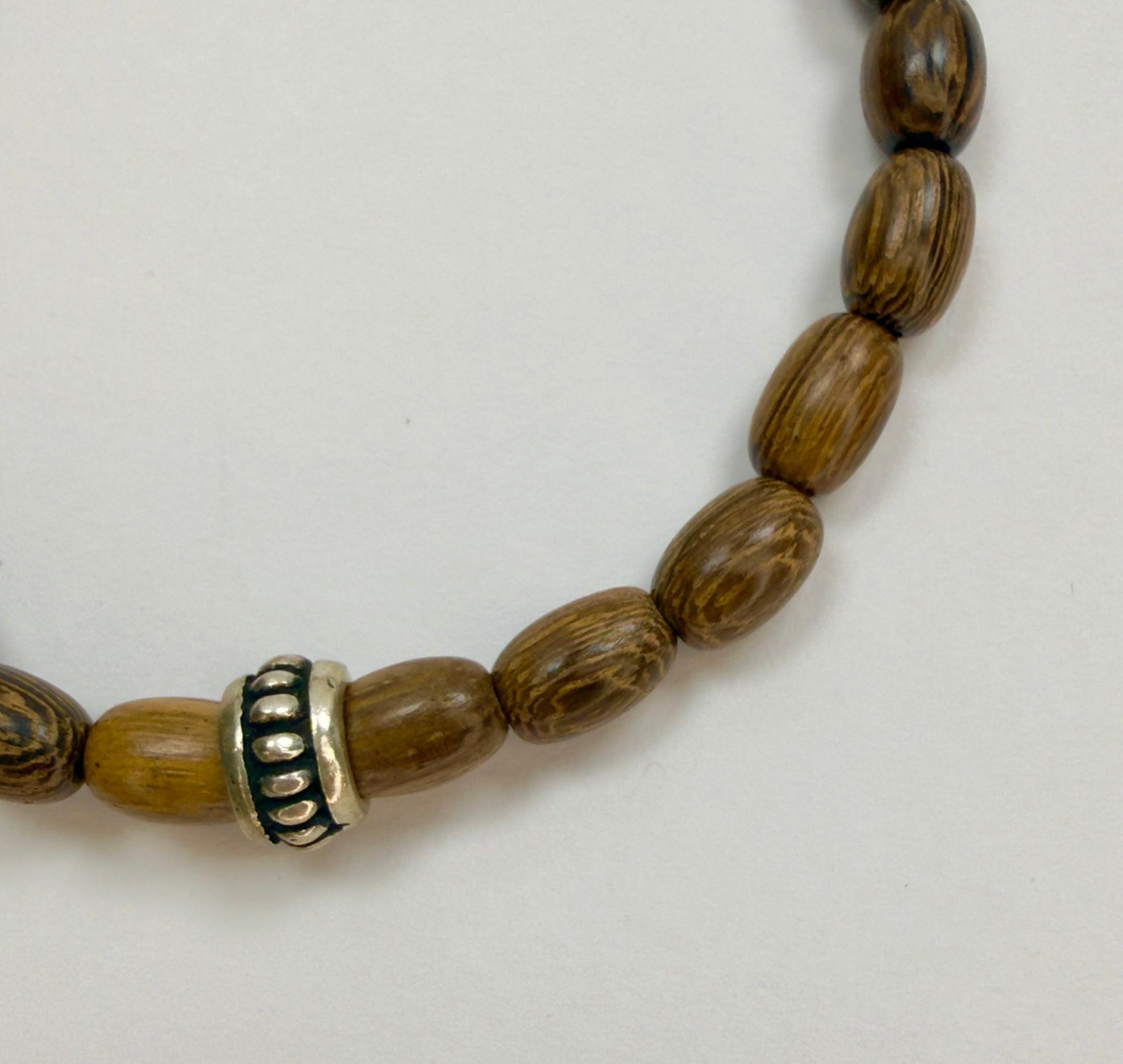 The Luis - Wood and Sterling Silver Beaded Bracelet
