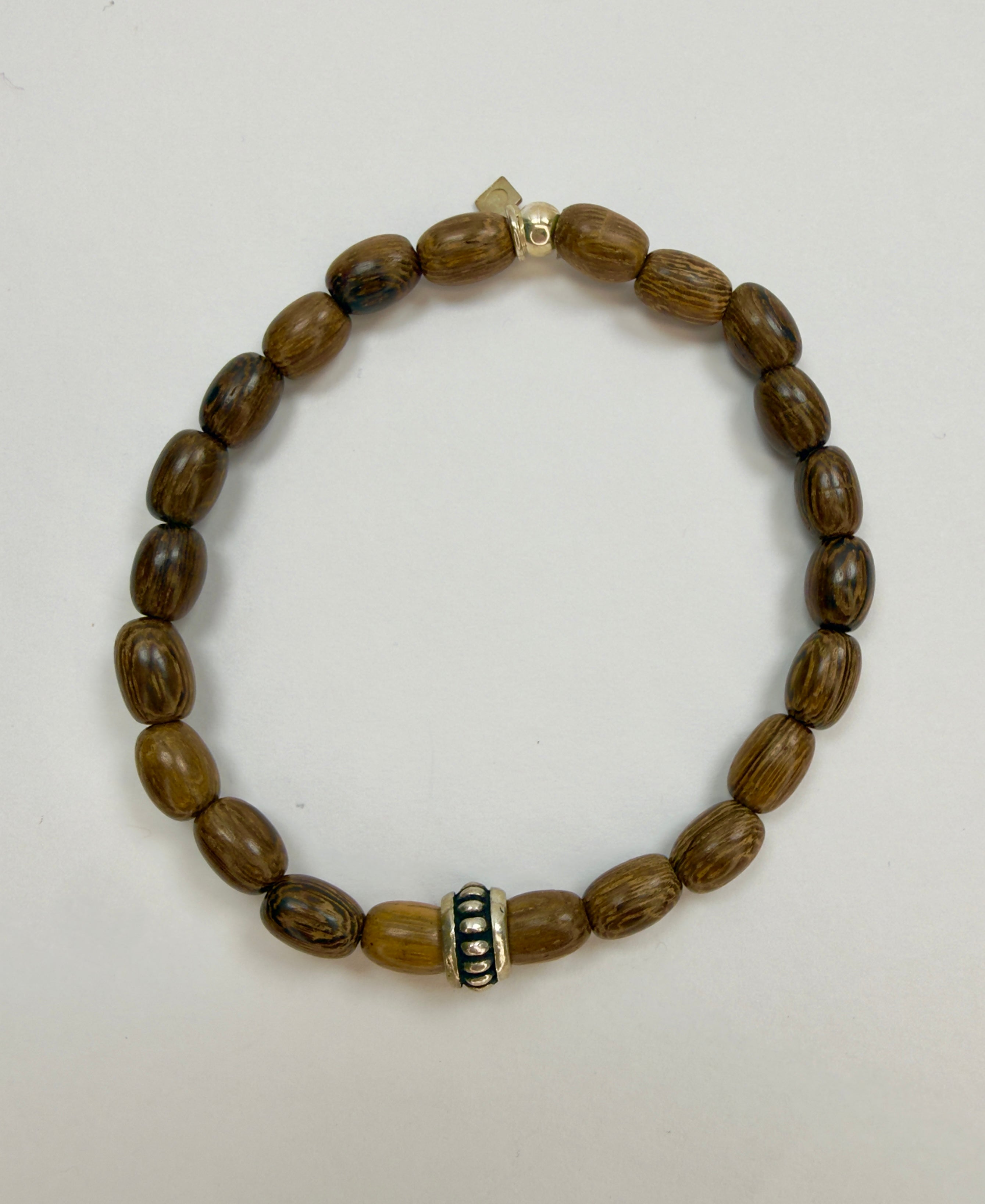 The Luis - Wood and Sterling Silver Beaded Bracelet